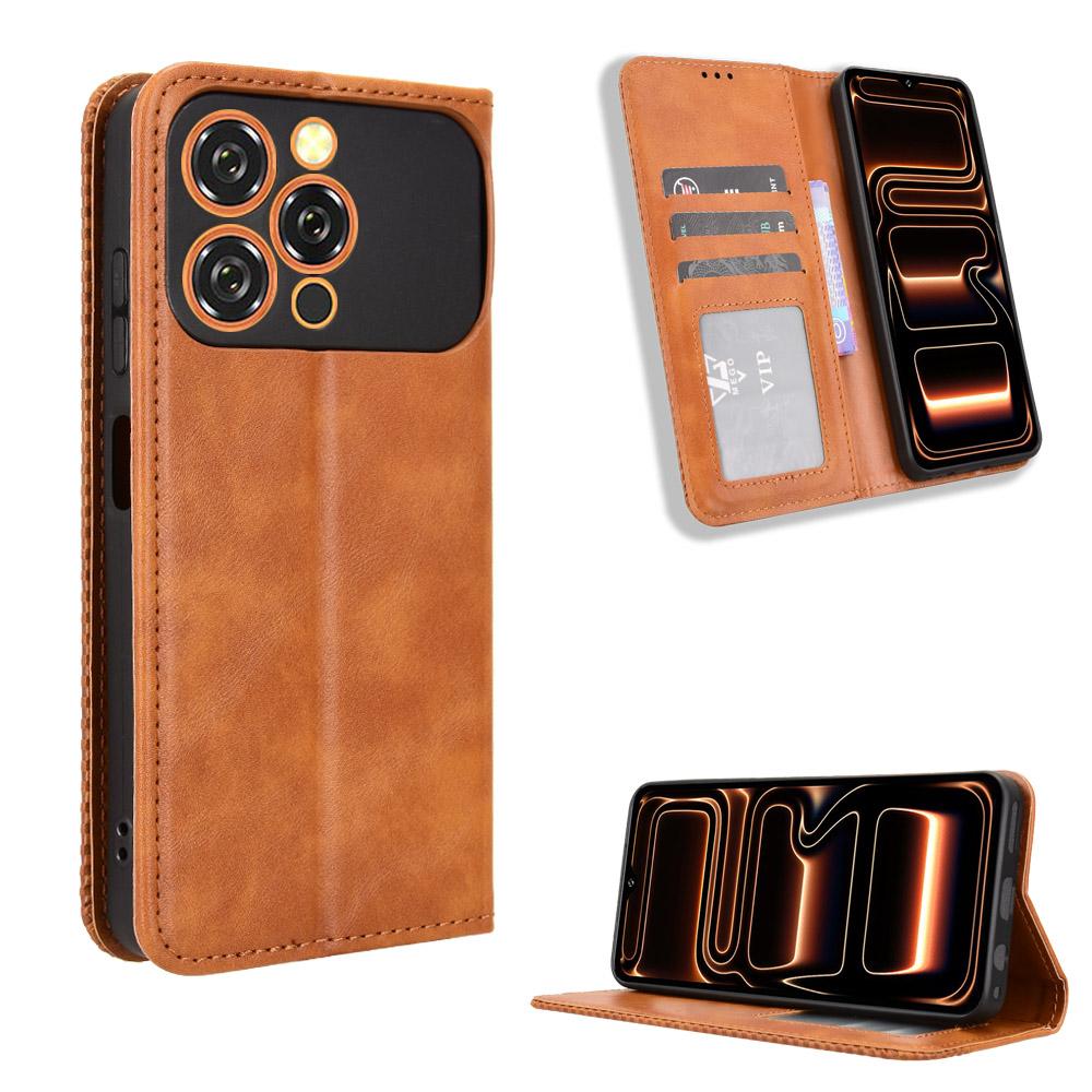 Flip Cover Compatible for Oukitel C17 Leather Case [Flip Vintage Leather] Shockproof Durable Retro Phone Case