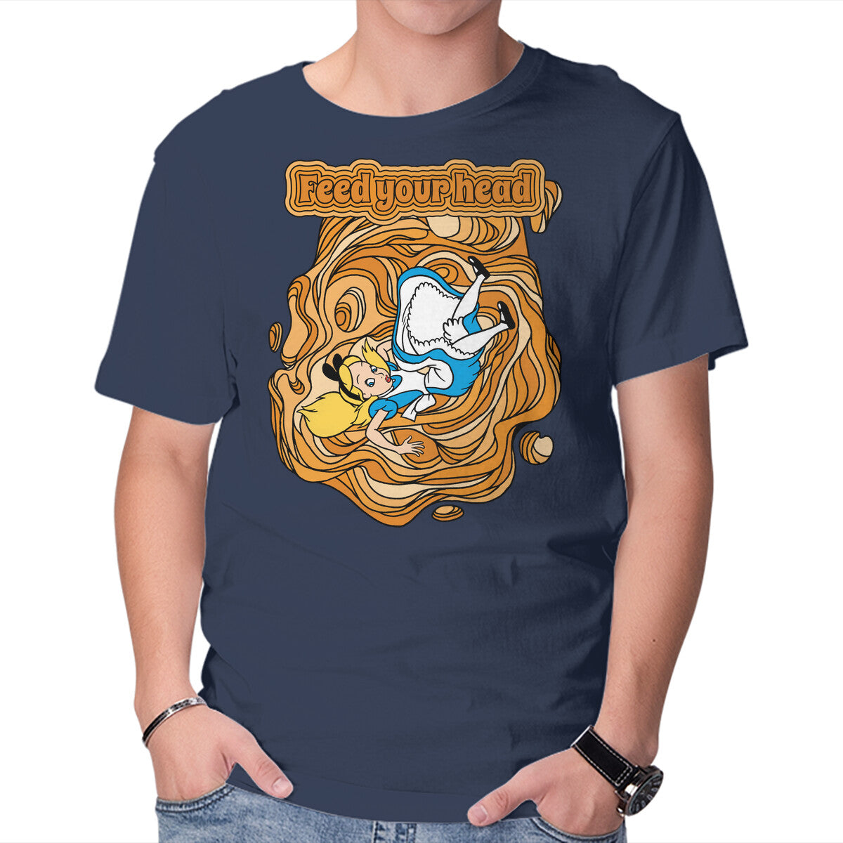 Unisex Crew Neck T-Shirt Feed Your Head Graphic Short Sleeve Casual Tee M