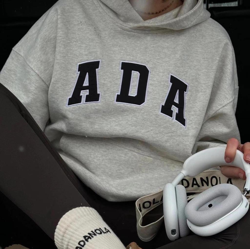 IN BLUE: England Trip Blogger Style Korean Cotton Loose Fit Lettered Pullover Hoodie Pair