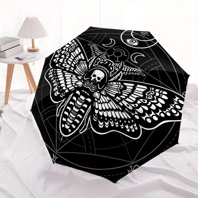 Dark Moth Symbol Tattoo Design StickerUmbrella, Portable 3-Fold Umbrella for Men & Women,Christmas Gift ES274