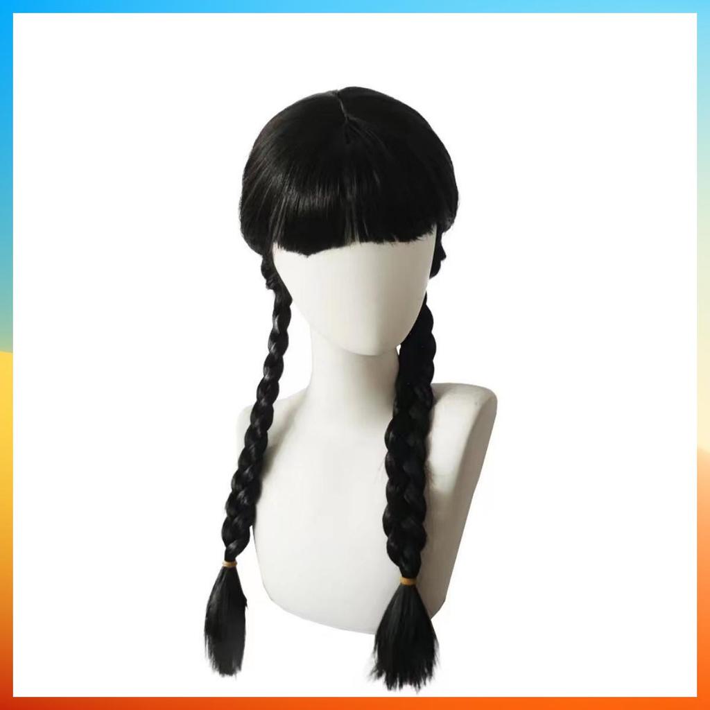 Parrucche Cosplay Addams Moda Parrucca lunga liscia Per Donne