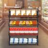 4-nivåers Modern Lutande Design Svart Detaljhandel Godisdisplayställ - Järn Bänkskiva Snacksförvaring för Supermarket & Butiksdisplay