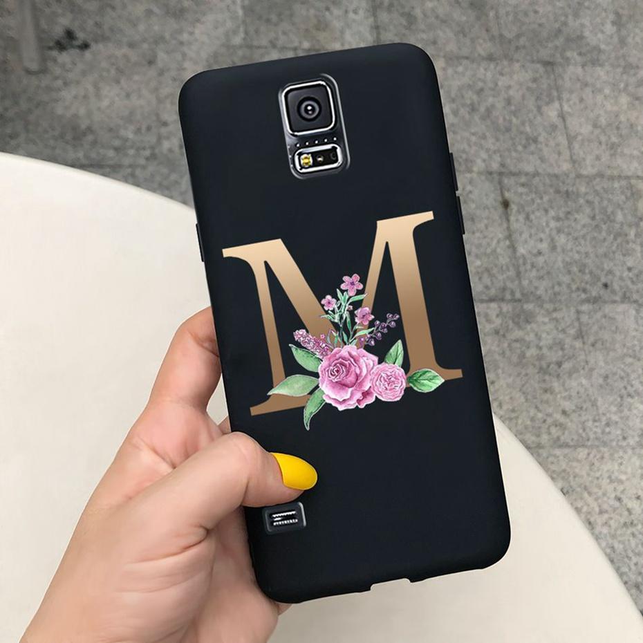 For Samsung Galaxy S5 I9600 Phone Case Flower Initial Alphabet Case For Samsung S5 Neo S 5 G900 G903F SM-G900F Soft Silicon Case