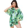 Pajamas women's summer 1011 new ice silk short-sleeved shorts two-piece set Internet celebrity high-end printed loungewear
