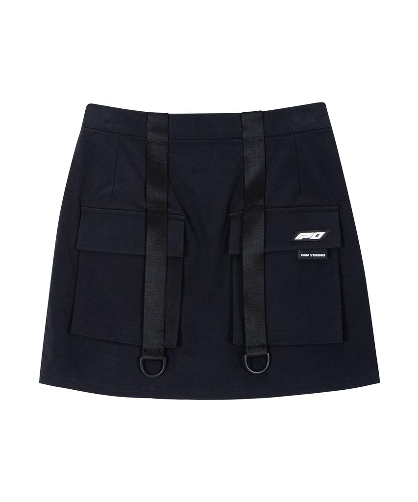 FANYOUNG Mid-Rise Strap Cargo Mini Skirt