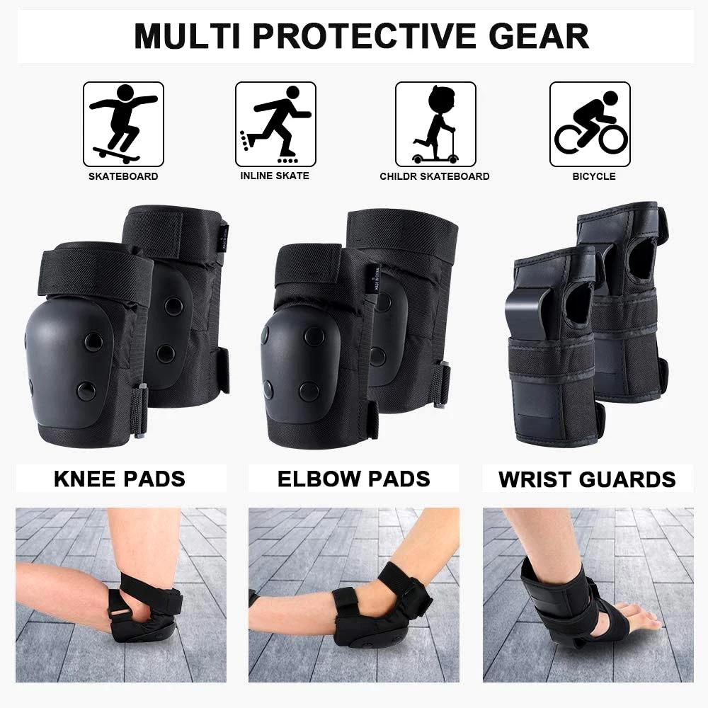1/6Pcs Knee Elbow Wrist Guards Protective Gear Set For Adults Kids Skateboarding Biking Cycling Outdoor Sports