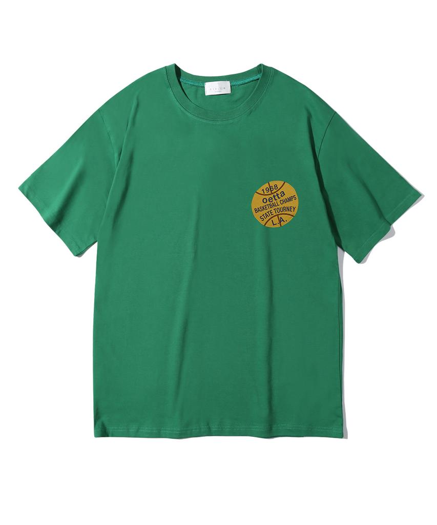 Oeta Basketball Logo Double Cotton Oversized Short Sleeve T-Shirt Ots26007(10 Colors) (Type A)