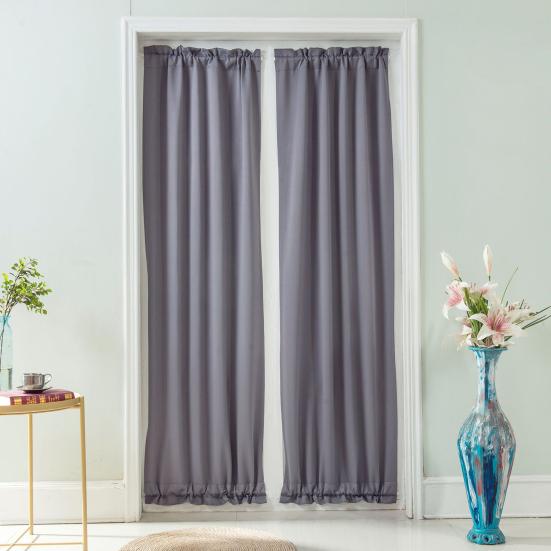 Rod Pocket Door Curtain Thermal French Door Curtain Room Darkening Privacy Blackout Curtain Panel for Kitchen Patio Doors