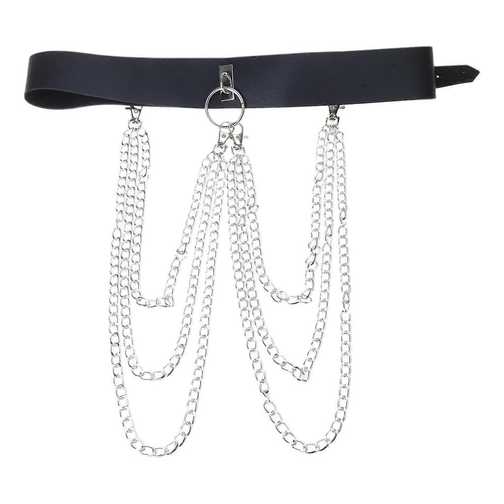 Waist Belt Chain Dancers Costume Belt for Wrap Dress Multilayer Chain Belt for Suit Skirt Jeans Body Jewelry Black