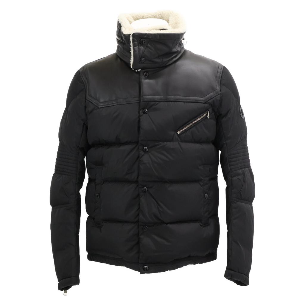 Moncler [/Domestic Regular/23 Year Made] LEO Nylon X Leather Switching Down Jacket 3 blackUsed