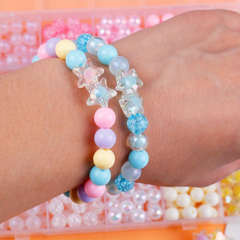 600pcs Acrylic Beads Bracelet Making Kit, Handmade DIY Jewellery Making Kit - Perfect Birthday Gift for Beaded Jewellery Lovers