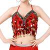 Colorful Sequined Belly Dance Bra with Coin Accents for Stage Performance