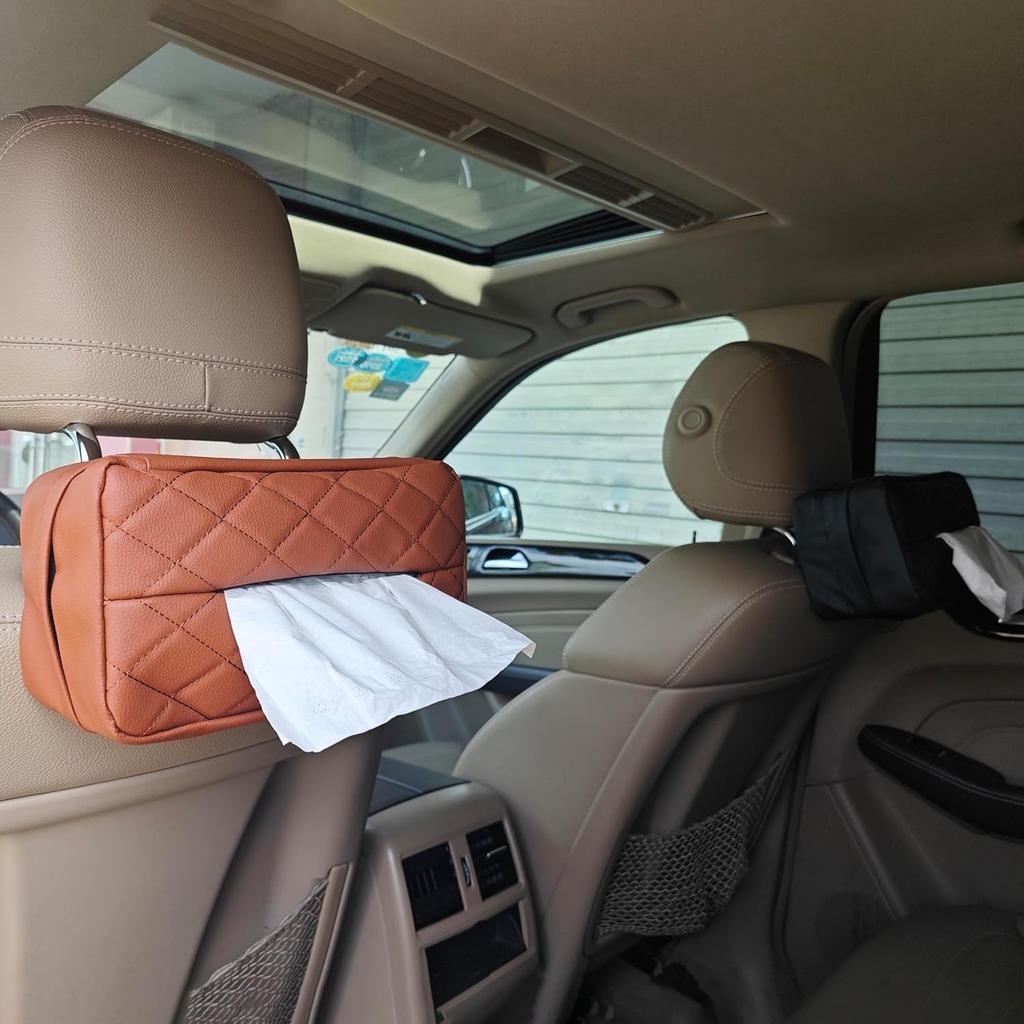 Car Tissue Holder For 120 Standard Tissue,Leather PU Tissues Box Cover For Car Backseat,Extra Large Rectangle Napkin Holder Soft Rectangular,Fits For