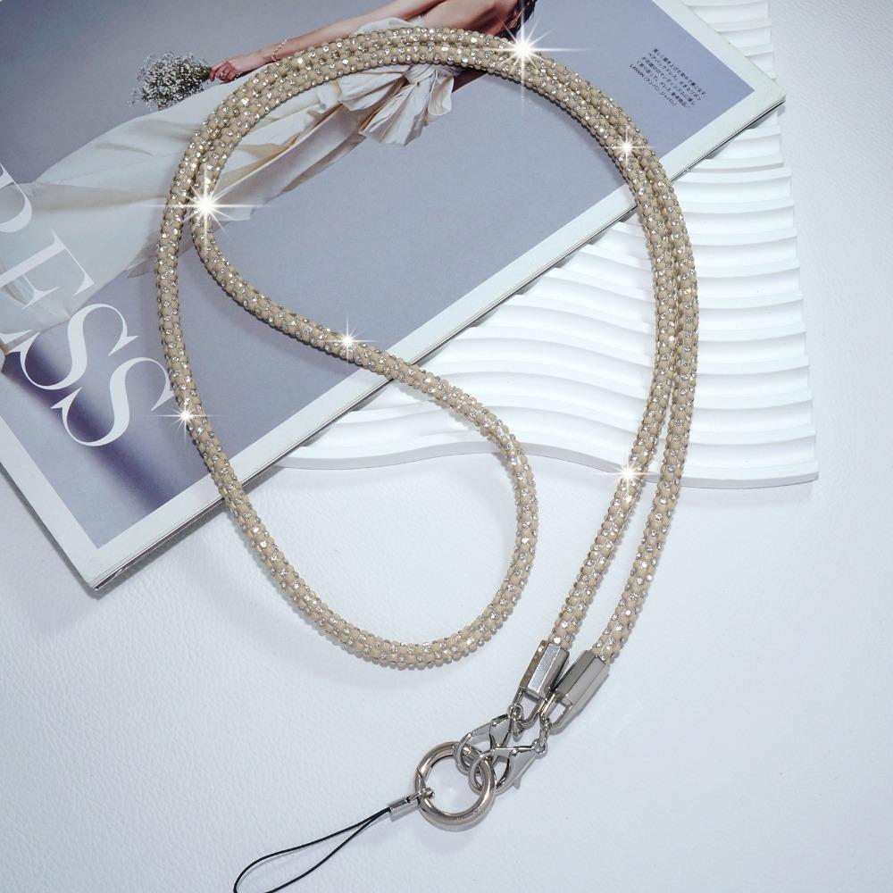 

Luxury Crystal Rhinestone Phone Lanyard Bright Bling Bling Phone Anti-lost Rope Shoulder Strap Phone Accessories - хаки
