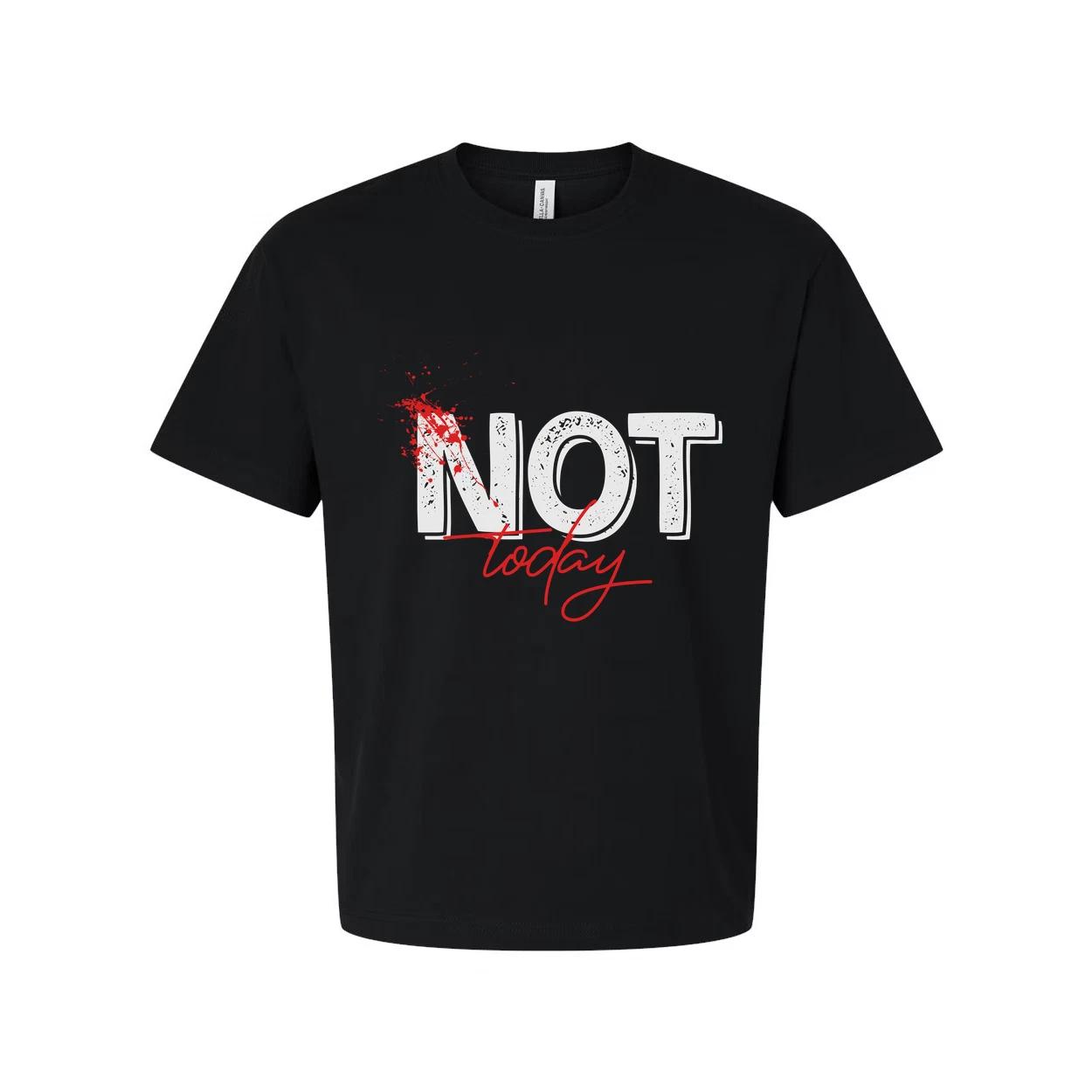 

Unisex Not Today Graphic White T Shirt With Red Paint Splatter Print For Casual L