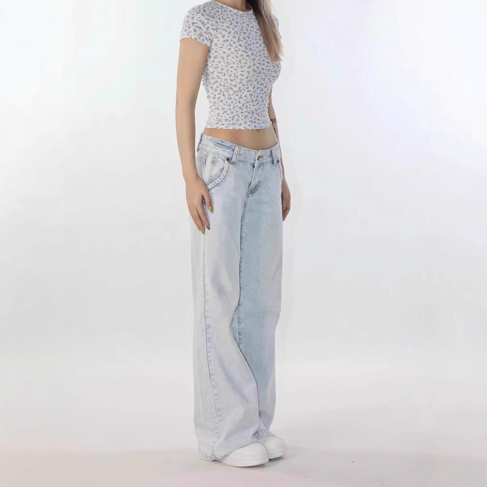 Hüftjeans, Amerikanische Retro-Jeans, Damen Casual Gewaschene Straight-Leg Hose