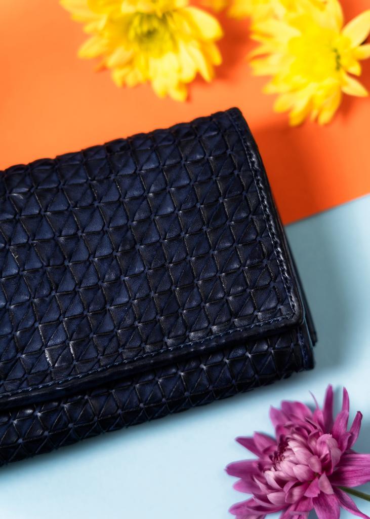 Women's Leather Wallet R-N22-ZPT-7354 D.Blue