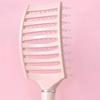 Macaron Large Curved Leather Massage Comb High Cranial Top Fluffy Comb Curly Hair Styling Comb Curved Nine-rib Comb