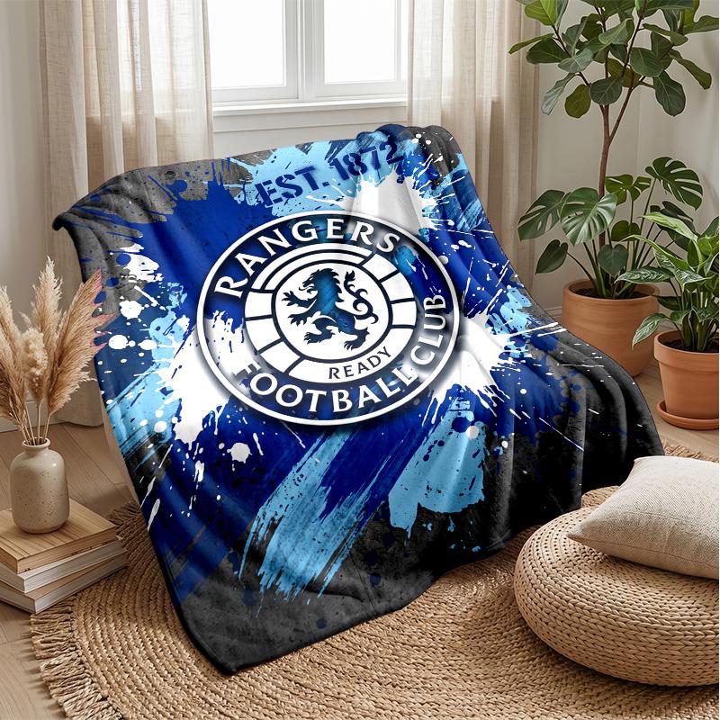 Rangers FC Weiche Flanell-Fleece-Decke Leicht Gemütlich Warm Überwurfdecke für Sofa Bett Heimdekoration