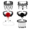 pcs Crystal Steampunk Style Boho Jewelry Gothic Necklace Gemstone Pendant Collar Chocker Black Lace