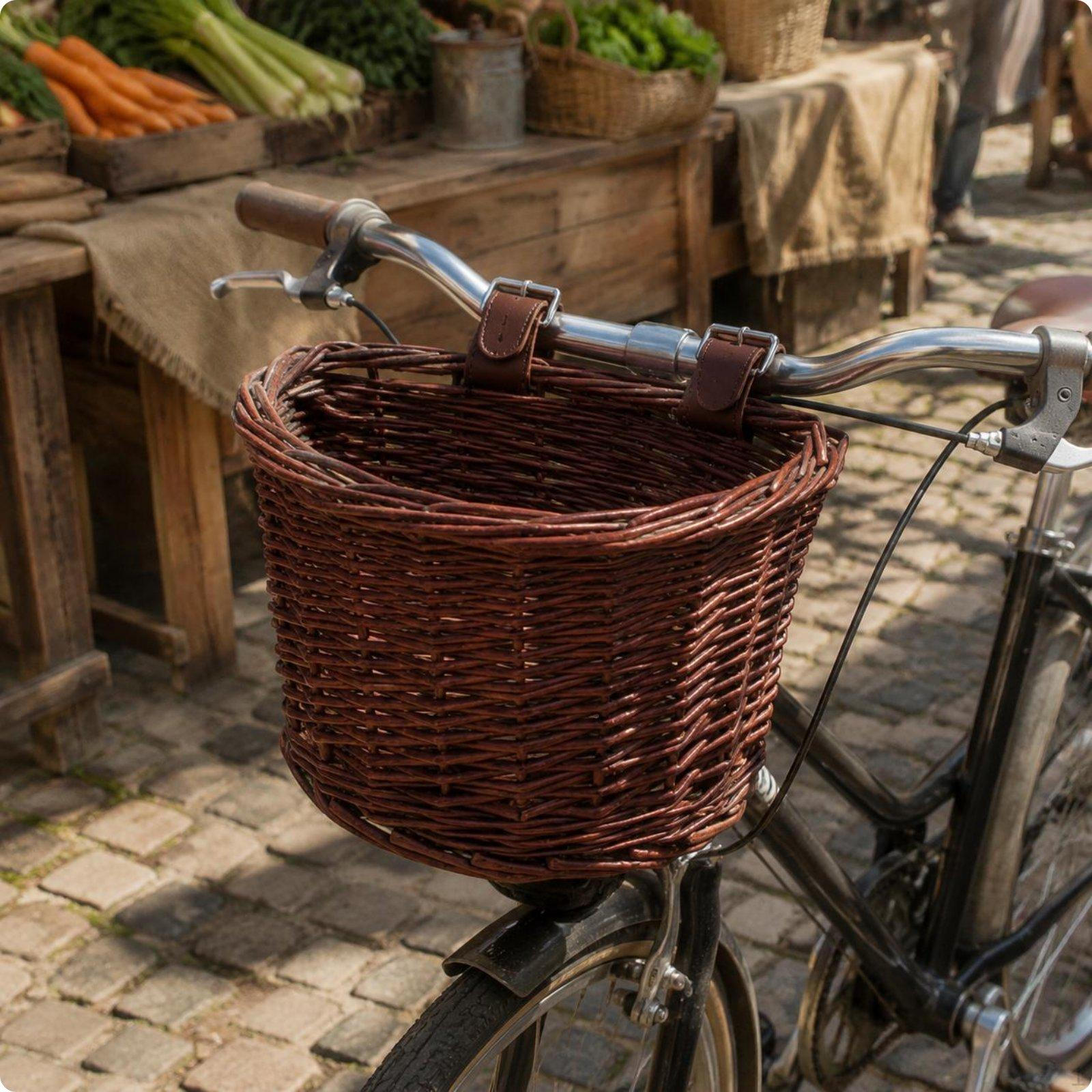 Geflochtener Weidenkorb Vintage Stil Front Fahrrad für Radfahren Naturholz S Light Brown S brown