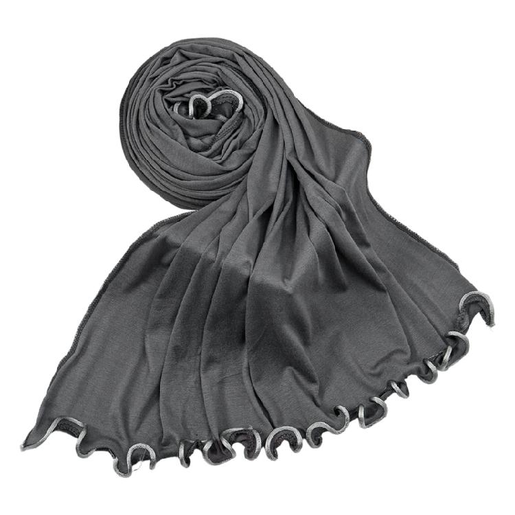 Daily Wear Hijab Scarf for Women Cotton Scarves Head Cover Shawl Wrap with Ruffled Trim for Religious Formal Occasion