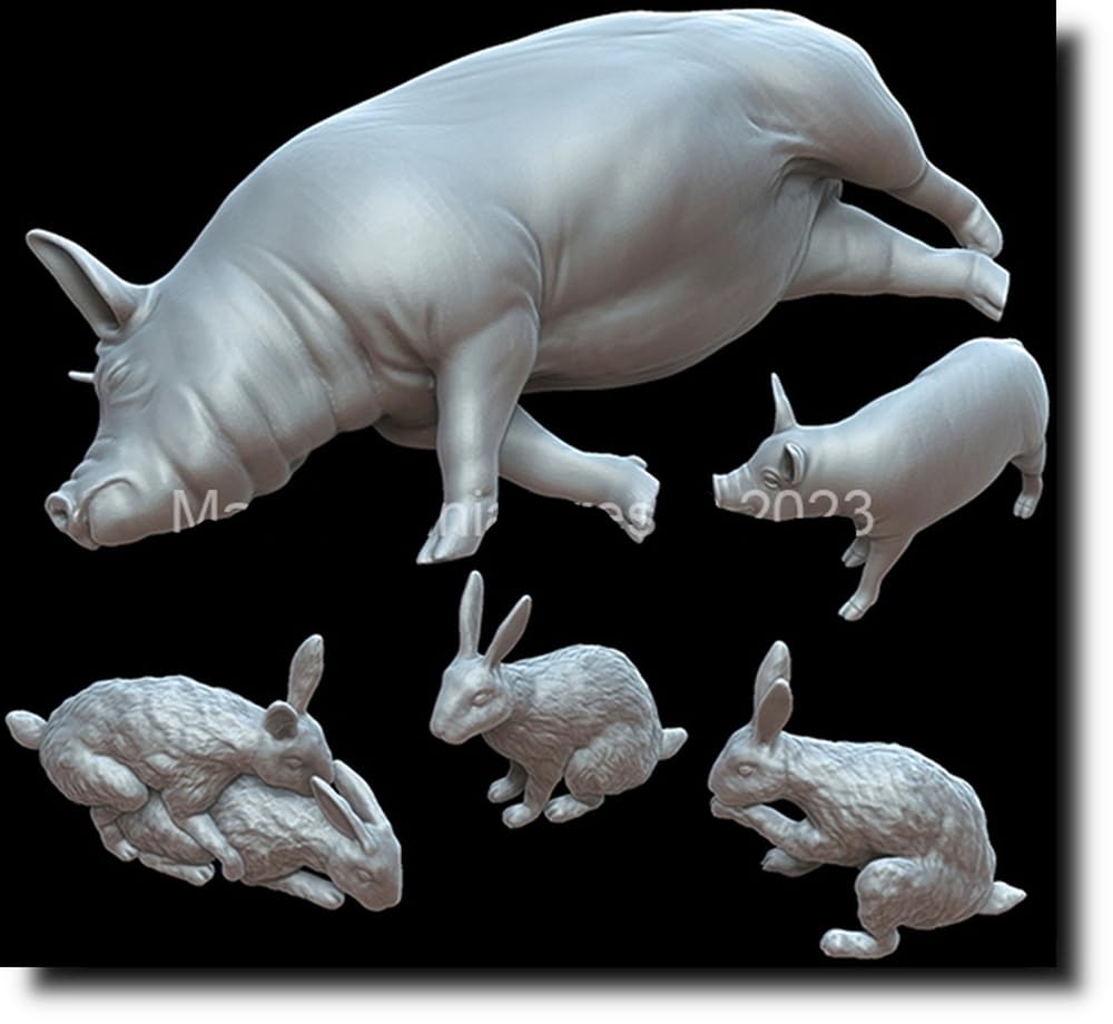 

Mantis Miniature Animal Series Animal Set 45 Pig and Rabbit Resin Kit Man35162 1/35