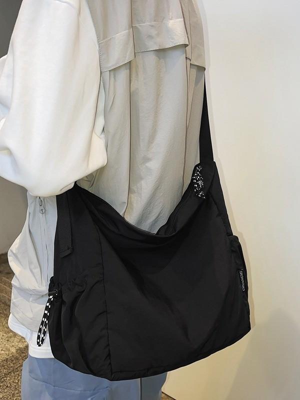 Nylon Tote Bag With Zipper Pocket For Casual Travel And Daily Use