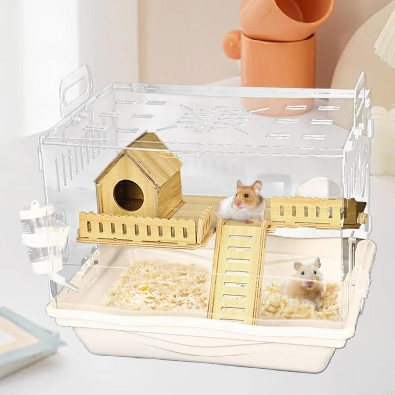 Hamster Rodents Cage Toy Gerbil Cage Clear Window Villa Water Bottle for Ferrets