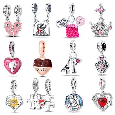 New Copper Romantic Love Theme Series Charm For 3Mm Original Bracelet Necklace Women Luxury Diy Holiday Jewelry Gift