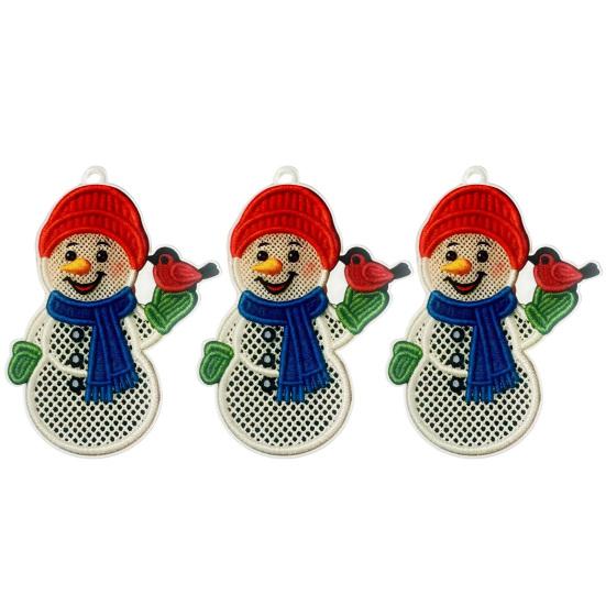 Yousheng Christmas Ornaments 2D Acrylic Snowman Santa Claus Hanging Ornament with Stitching Texture for Winter Holiday Tree Decor