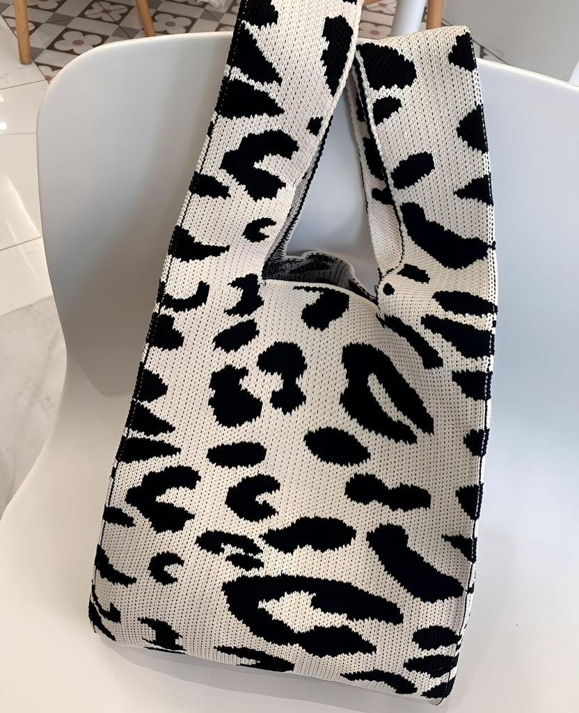 Leopard Print Mini Mini Tote Small Knit [Liberte555] Bag, Bag, Ladies' Bag, Bag, (leopard Print)