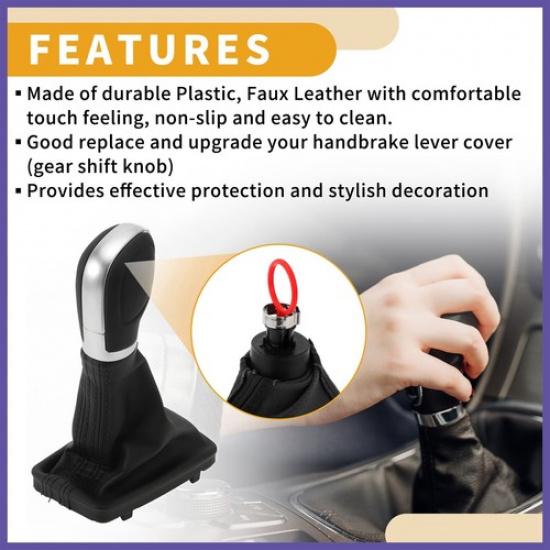 Automatic Shift Knob W/ Boot Cover for Volkswagen Tiguan 12-15 Faux Leather