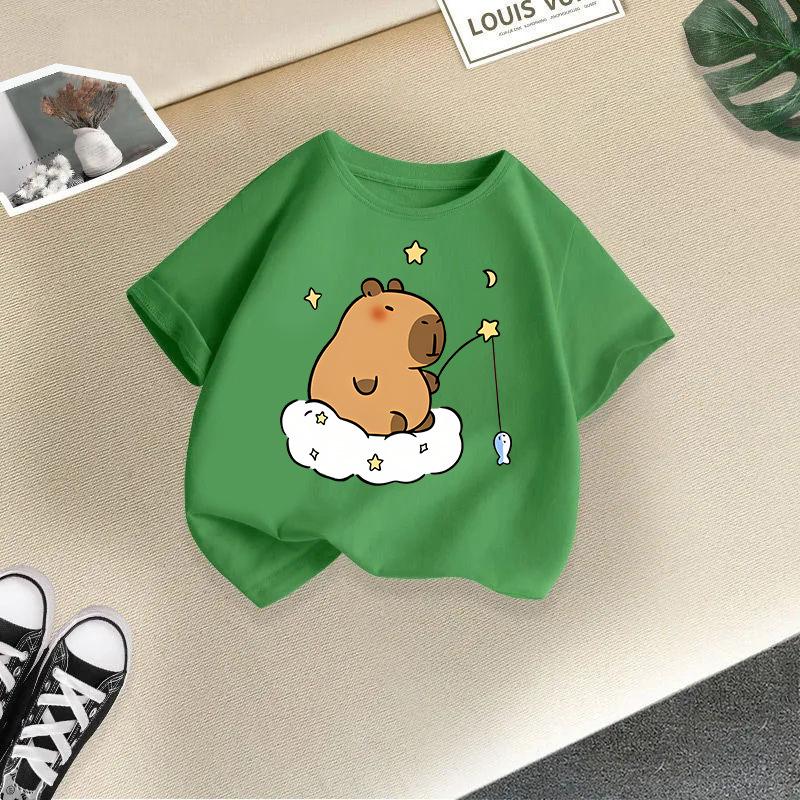 Children's Casual Short-sleeved T-shirt, Summer Boys' And Girls' Cute Capri Blouse
