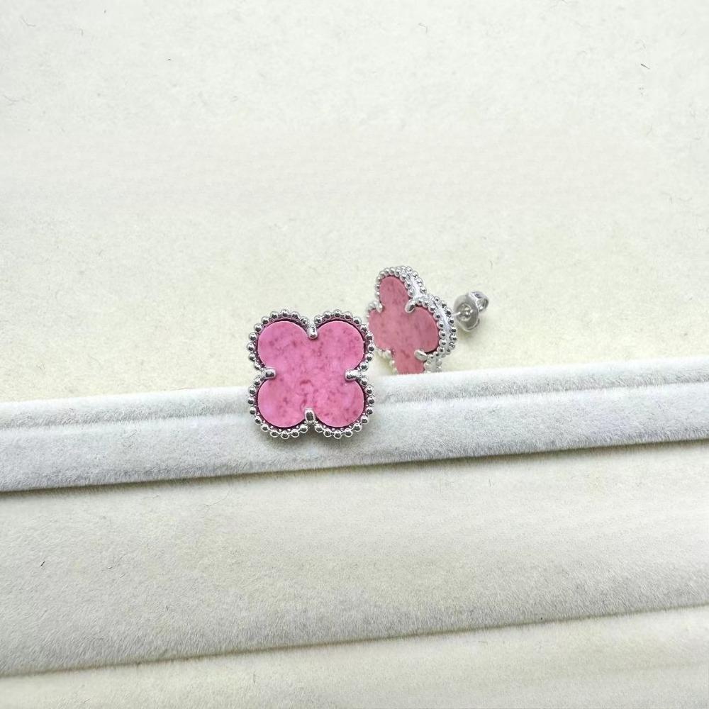 High-End Klassische Vierblattklee-Ohrringe für Damen, Roter Chalcedon High-End Damenohrringe