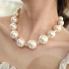 Fine Workmanship Gift Trendy Faux Pearl Big Faux Pearl Choker Necklace Bridal Necklace