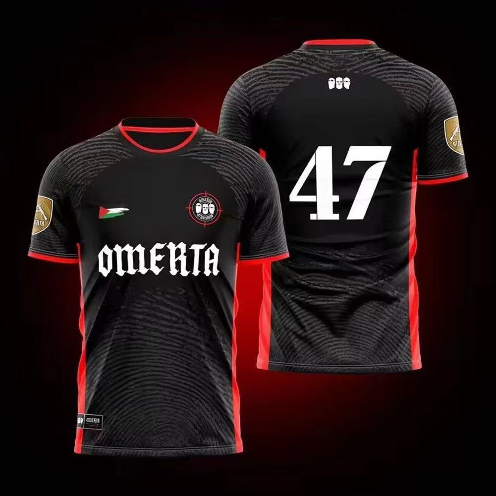 Nuova maglia da calcio Omerta tedesca, maglia da allenamento da uomo stampata, maglietta sportiva traspirante con scollo a girocollo