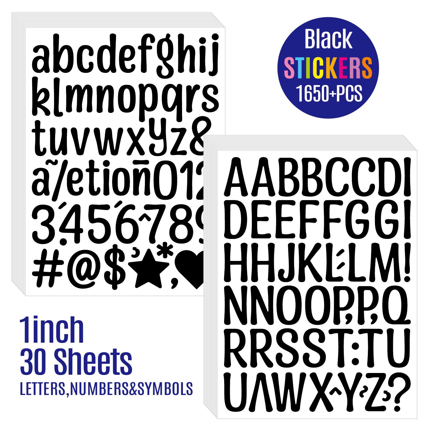 

1-inch Letter Sticker Bright Film Art Body Waterproof Mobile Phone Case Water Cup Big Belly Cup DIY Alphanumeric Sticker