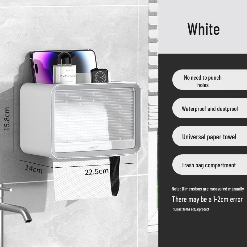 Cutie de șervețele de perete fără găuri cu depozitare vizibilă pentru baie