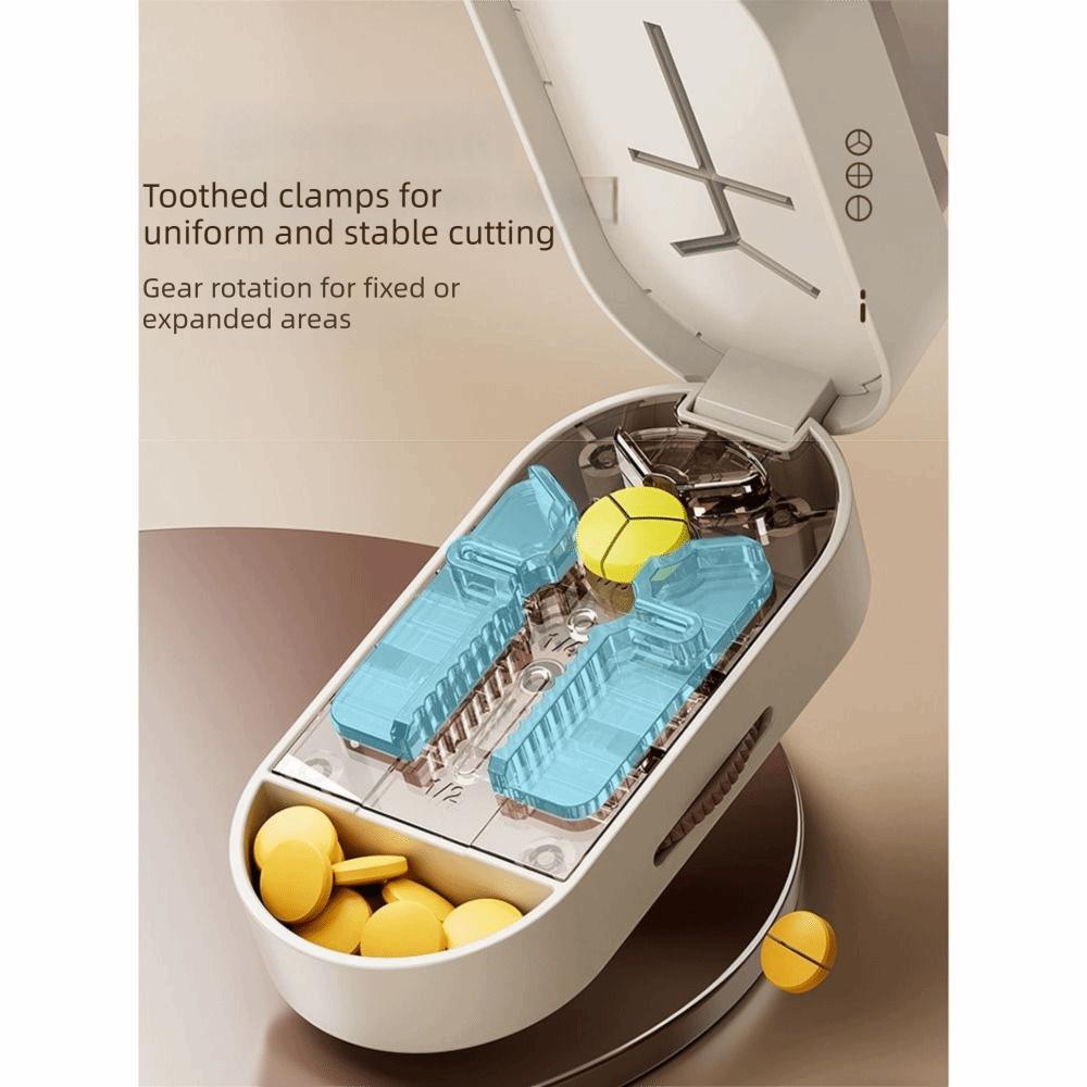 Dustproof Portable Pill Cutter Sliding Adjust Cut Tablet Dispenser Tablet Splitter Travel Use