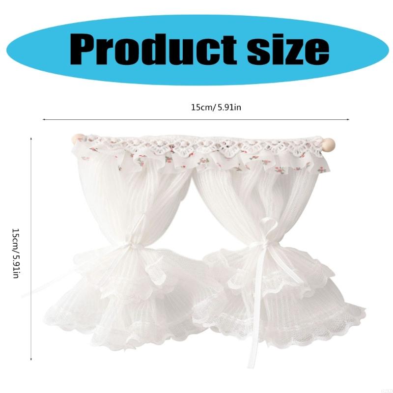 62KD 1:12 Dollhouses Miniature Lace Window Curtain Home Door Curtains Bedroom Furniture Decoration Toy Scene Decoration