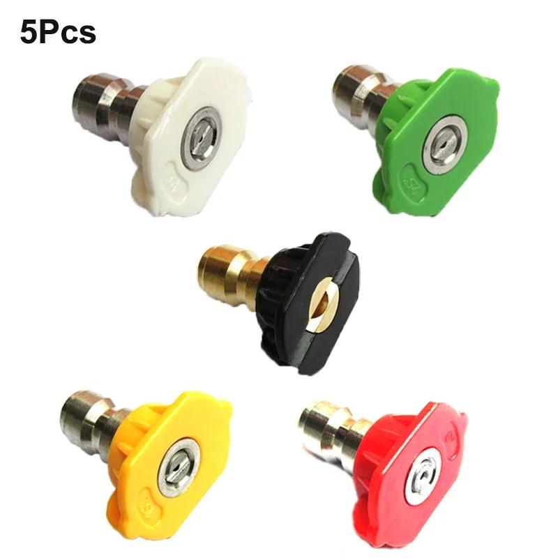 

5 Pcs High Pressure Washer Sprayer Nozzle Tip with 1/4 Inch Fitting Male Thread 0 15 25 40 Degree Water Jet Car Wash Cleaning