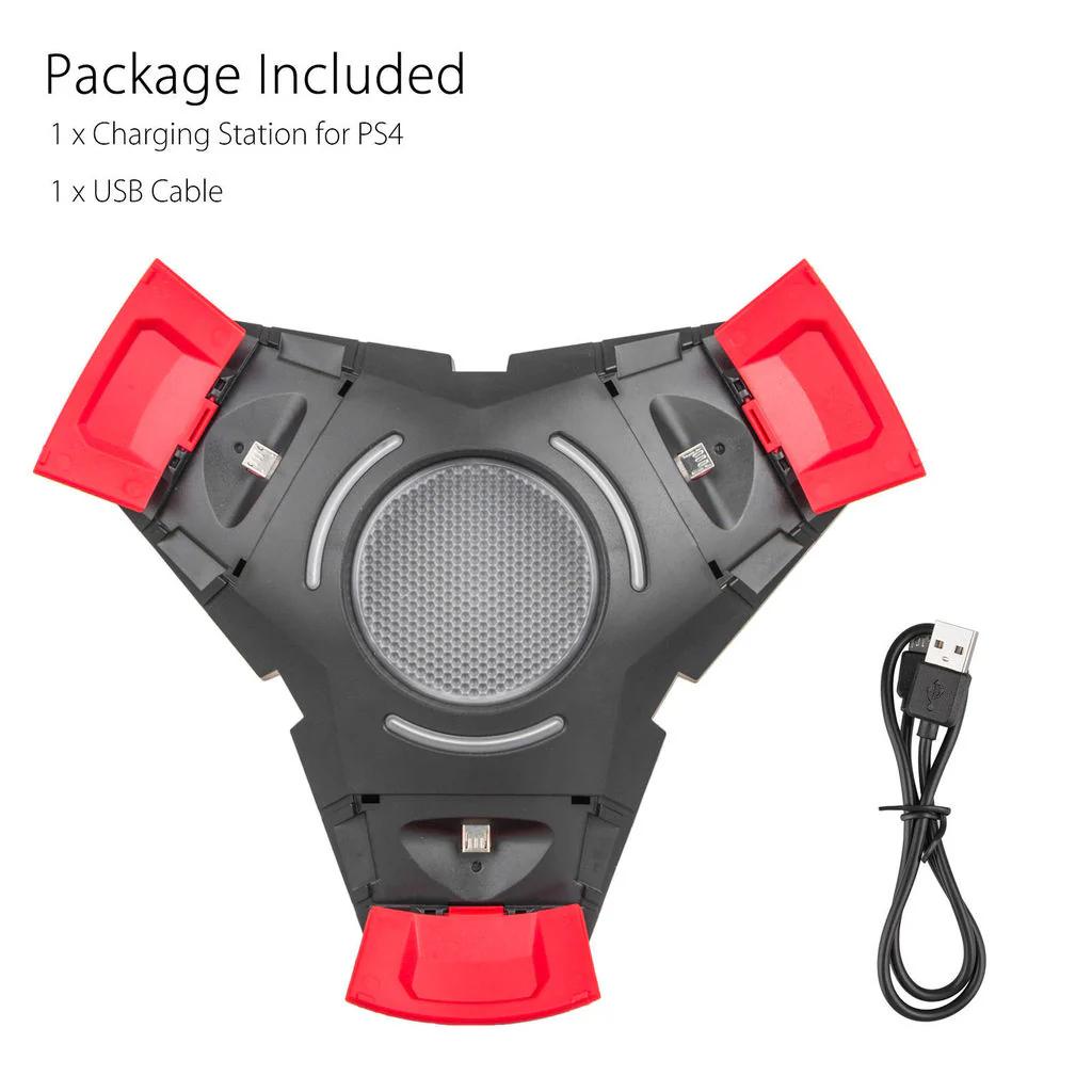 

Sony Playstation4 PS4 Dual Shock 4 контроллер Треугольный тройной порт светодиодная подсветка USB зарядная док-станция 20.2*18*4.5cm чёрный/красный