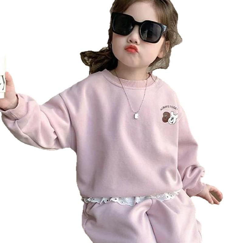 Girls' Spring & Autumn Fashion Sweatshirt and Pants Set - Trendy Two-Piece Outfit