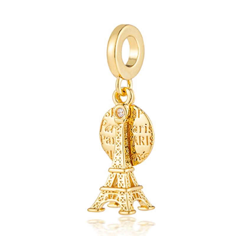 Sparking Gold Plated Charm Beads Pendant Fit Original Snake Copper Bracelet Necklace Beads For Diy Jewelry Women Gift