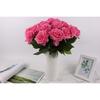 Artificial Roses Fake Silk Flowers Real Touch Long Stem for Wedding Party Home Office Outdoor Craft Decoration, Pack of 10 (Pink)