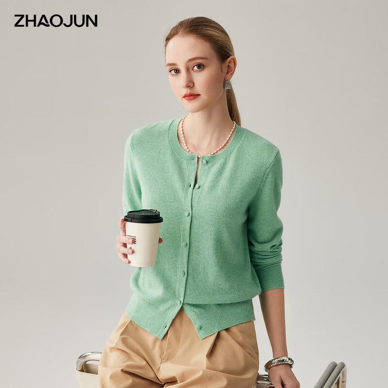 Zhaojun Women's 100% Cashmere Round Neck Cardigan
