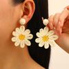 Summer Flower Starfish Dangle Earrings Women Handmade Raffia Dopamine Vacation Style Exaggerated Boho Beach Accessories