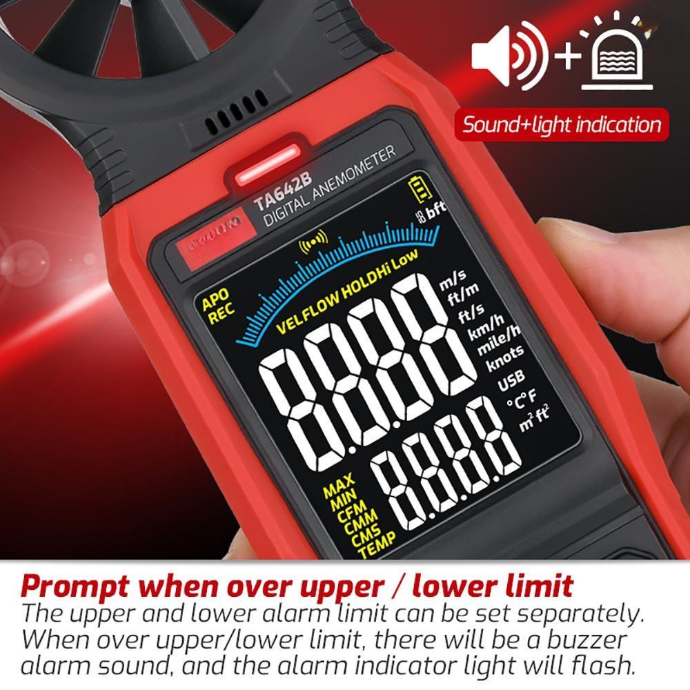 TA642C Digital Anemometer LCD Backlight Display Measuring Air Flow Speed Wind Temperature Handheld Wind Speed Meter