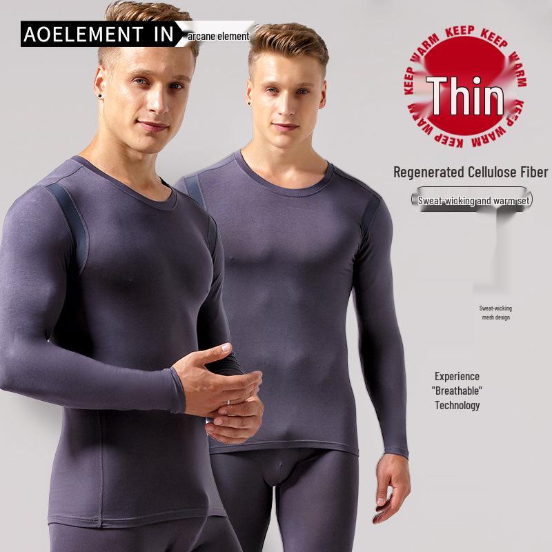 Men's Slim-fit Warm Mesh Base Layer Shirt - Round Neck, Breathable, Sweat-wicking, Thin Top for Autumn/Winter